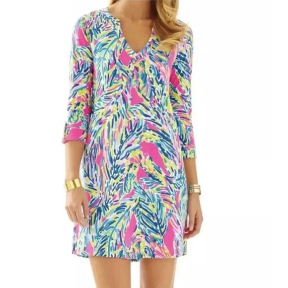 Lilly Pulitzer Rossmore Palm Reader V-Neck Pullover T-Shirt Dress Size X-Small - Picture 8 of 8